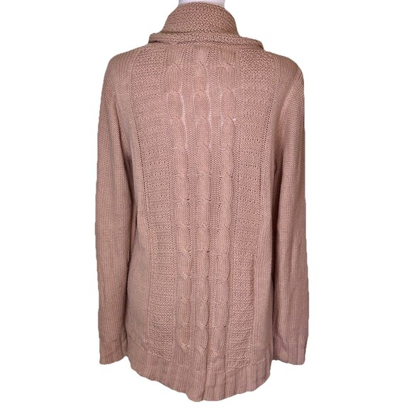 Women’s Beige Cable Knit Cowl Neck Chunky Sweater Minimalist Comfy Winter Sz XL - Picture 3 of 9